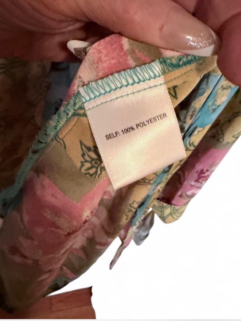 Rose & Olive Multicolor Floral Patchwork Tie-Front Button Shirt - Picture 5 of 7